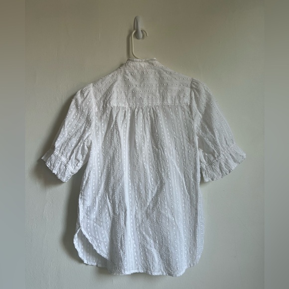 SMALL Anthropologie Meadow Rue white vintage blouse ruffle at sleeve white - Picture 4 of 4